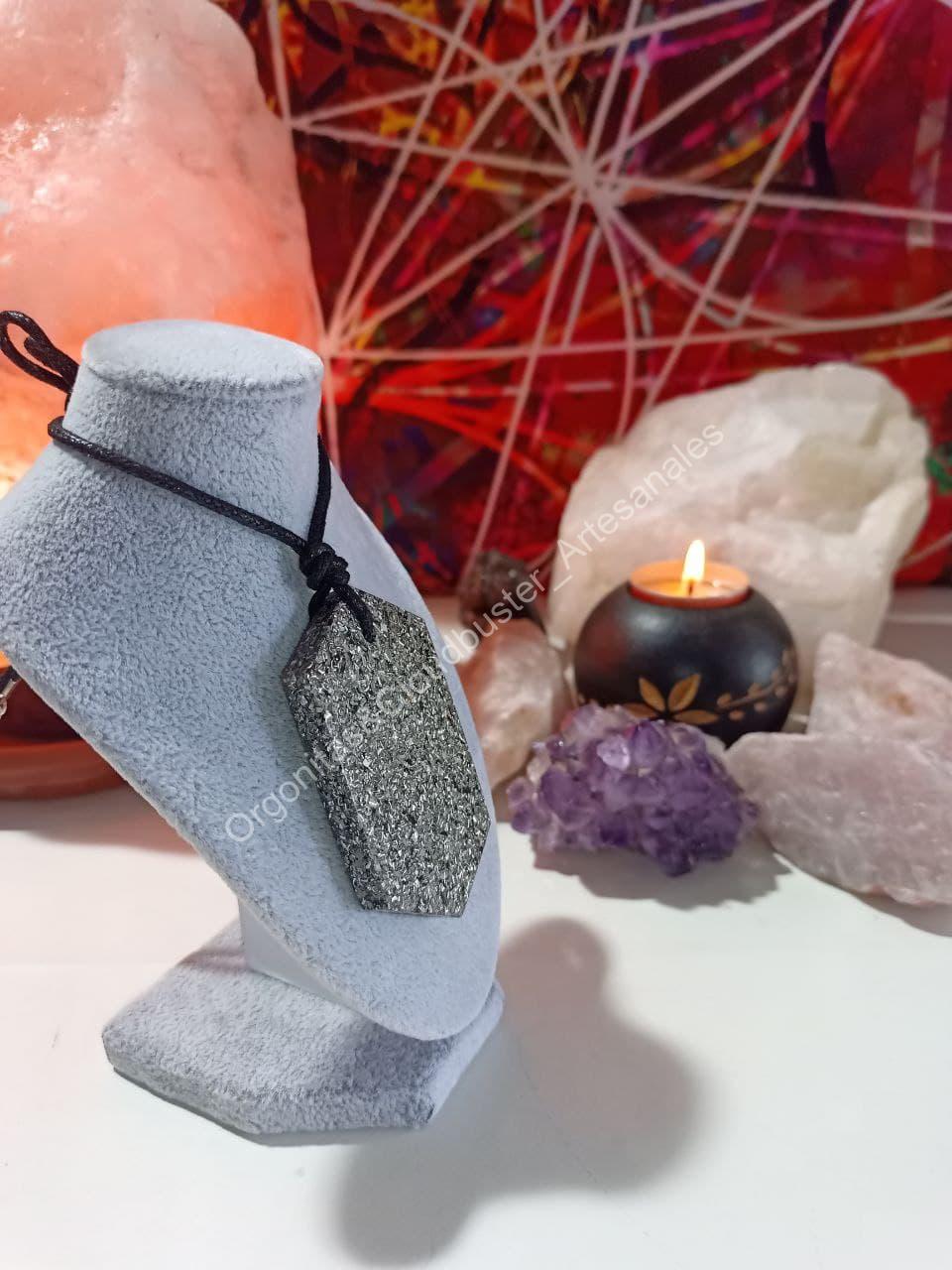 Orgonita / Electronite Colgante Chapa Hexagonal. - Imagen 5