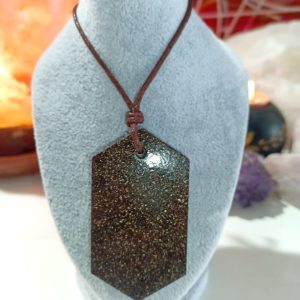 Orgonita Artesanal VIRUTA PEQUEÑA DE HIERRO colgante Chapa Hexagonal