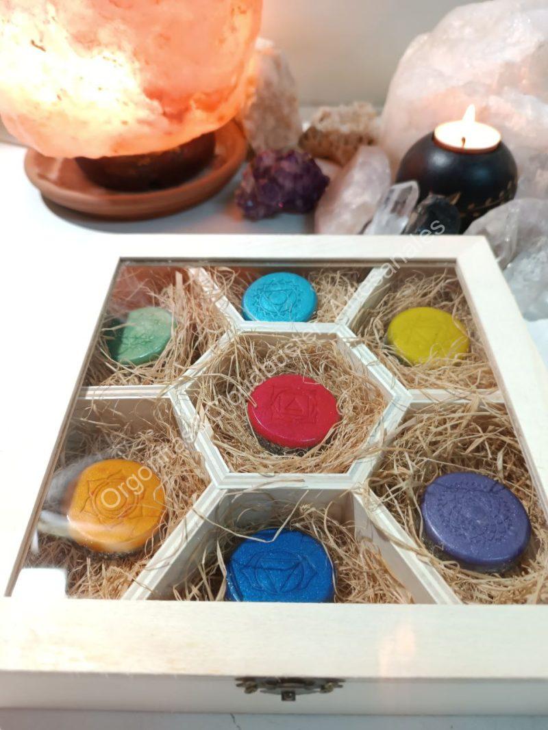 Conjunto Orgonitas Artesanales Reiki formato Semicírculo - Imagen 4