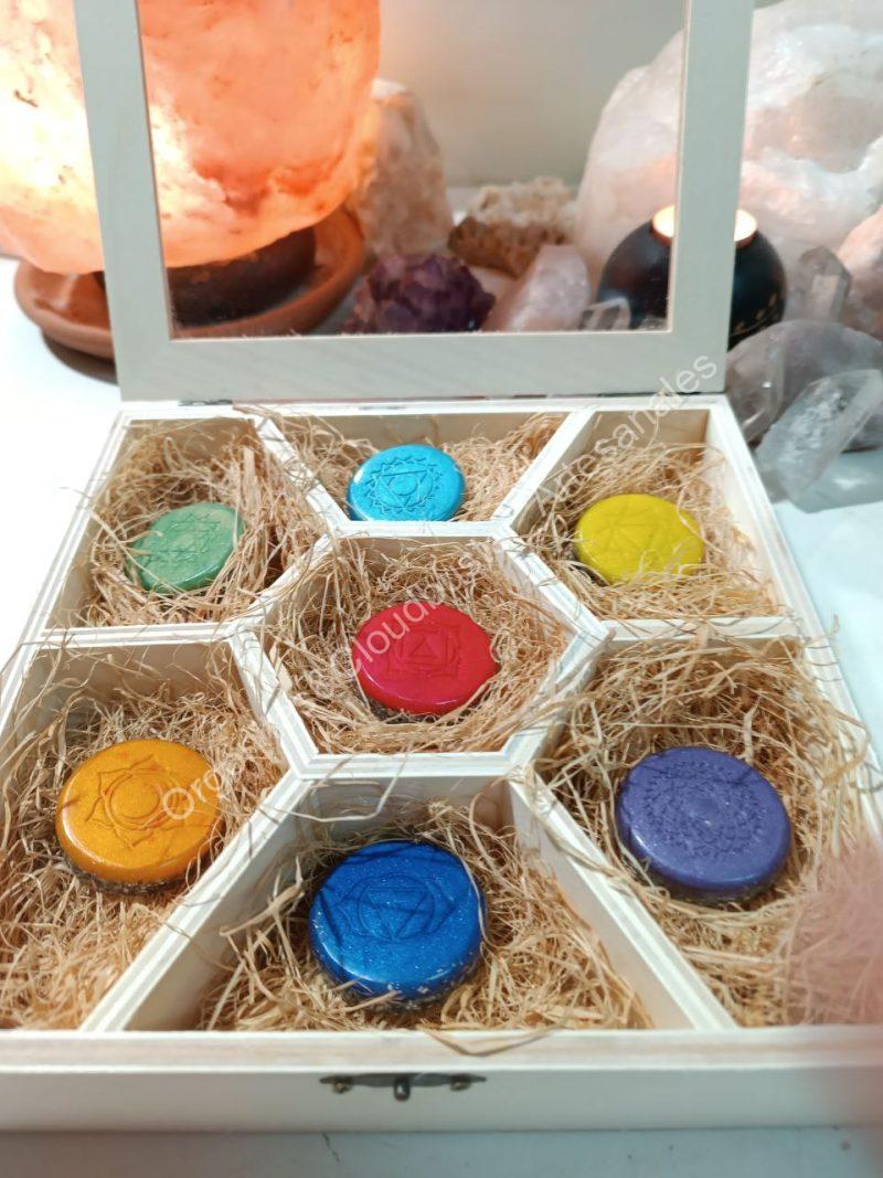 Conjunto Orgonitas Artesanales Reiki formato Semicírculo