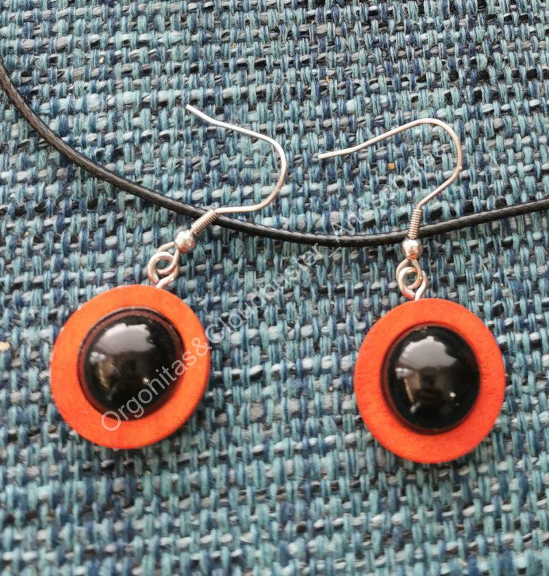 Pendientes Artesanales de Shungita y madera 2 colores - Imagen 3