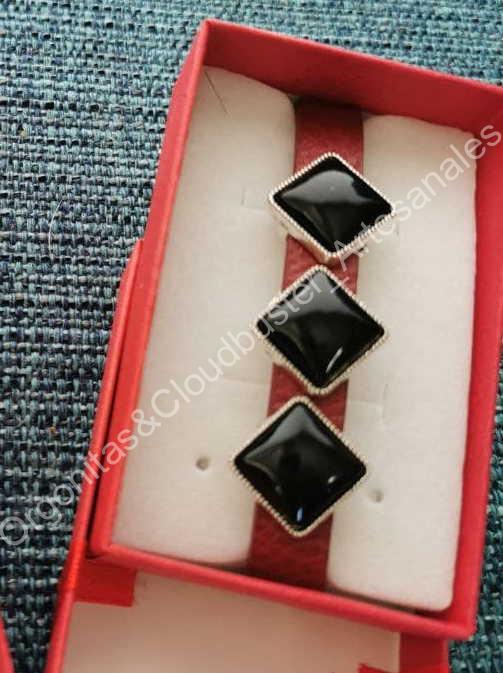 Pulsera Artesanal de Shungita formato Rombos 2 Colores - Imagen 4