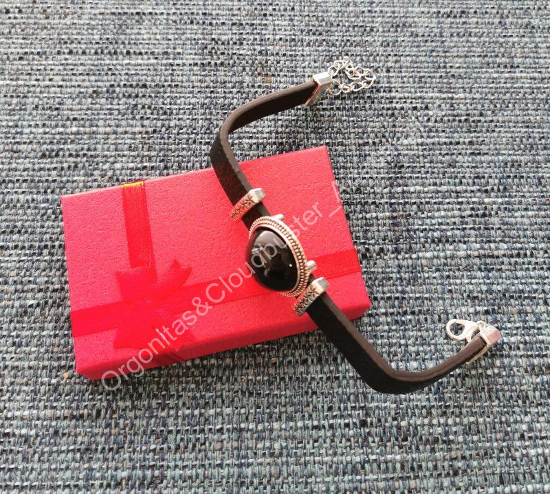 Pulsera de Shungita Artesanal formato Redonda color Negra. - Imagen 3