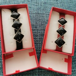 Pulsera Artesanal de Shungita formato Rombos 2 Colores