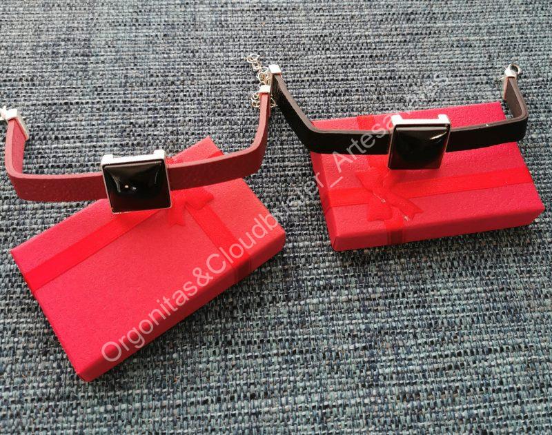 Pulsera Artesanal de Shungita formato Cuadrada 2 Colores