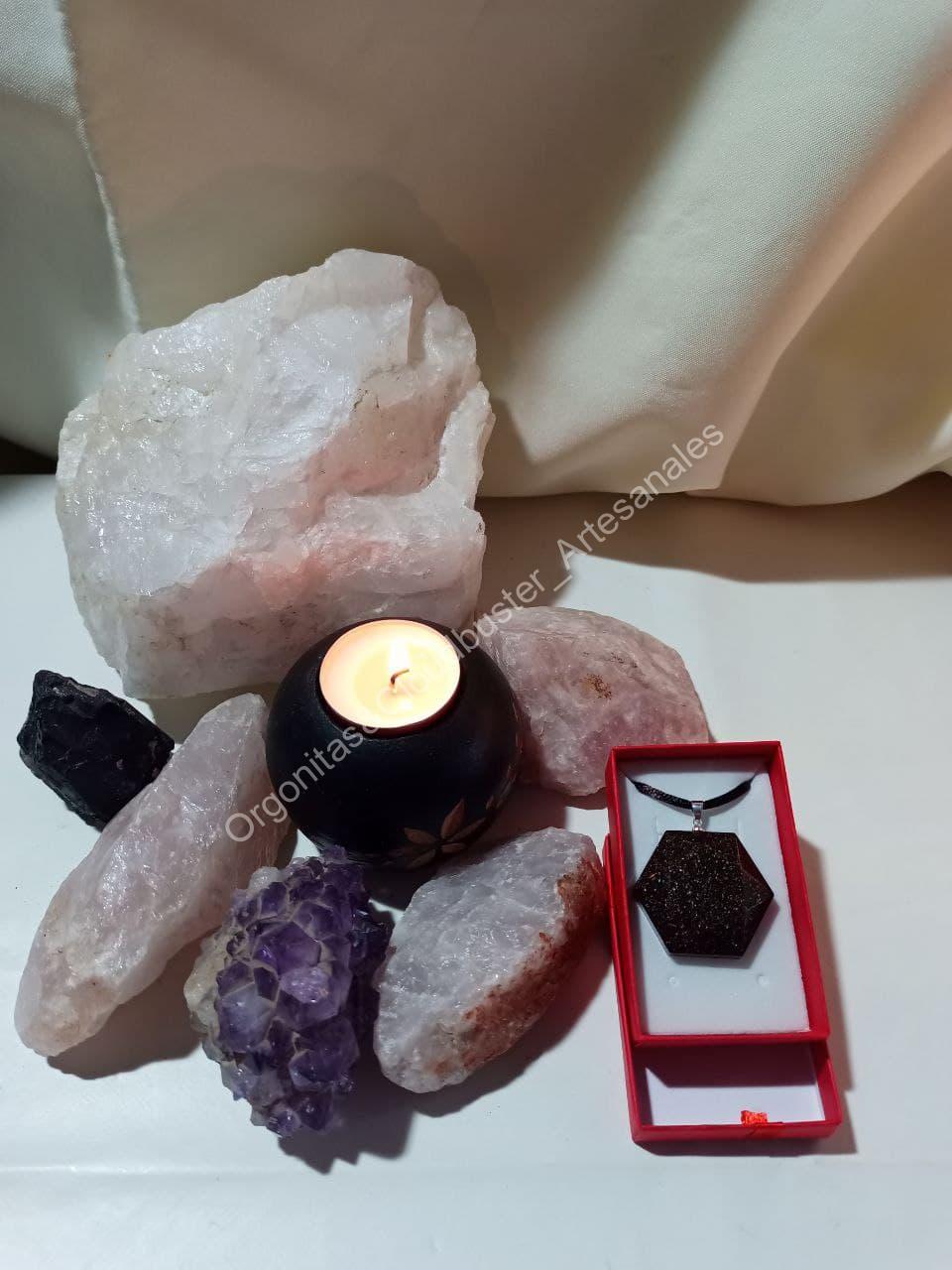 Orgonita Artesanal VIRUTA PEQUEÑA DE HIERRO colgante Hexágono - Imagen 4