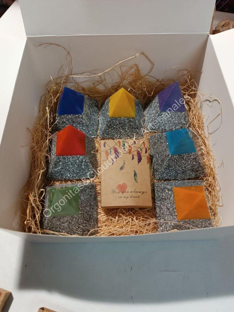 Orgonita Artesanal / Electronite Conjunto Pirámides Chakras