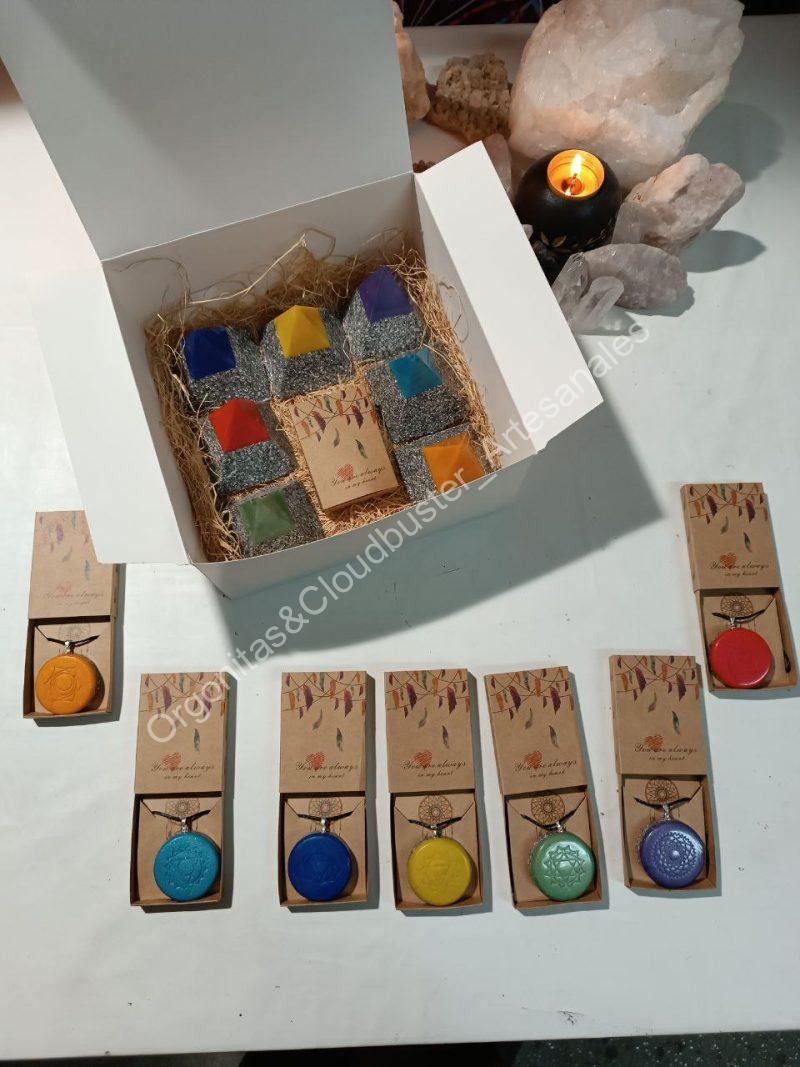Orgonita Artesanal / Electronite Conjunto Pirámides Chakras - Imagen 3