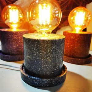 Lámpara formato CILINDRO mesita Orgonita Artesanal / Electronite