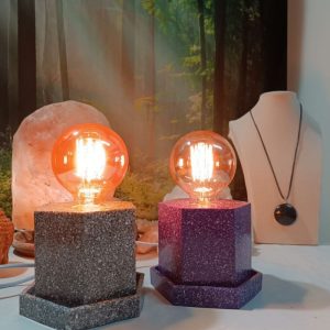 Lámpara mesita formato HEXAGONAL Orgonita Artesanal / Electronite